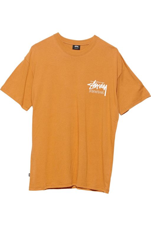 Stussy Mens Solid Stock International T Shirt Brown - KWZOY1275